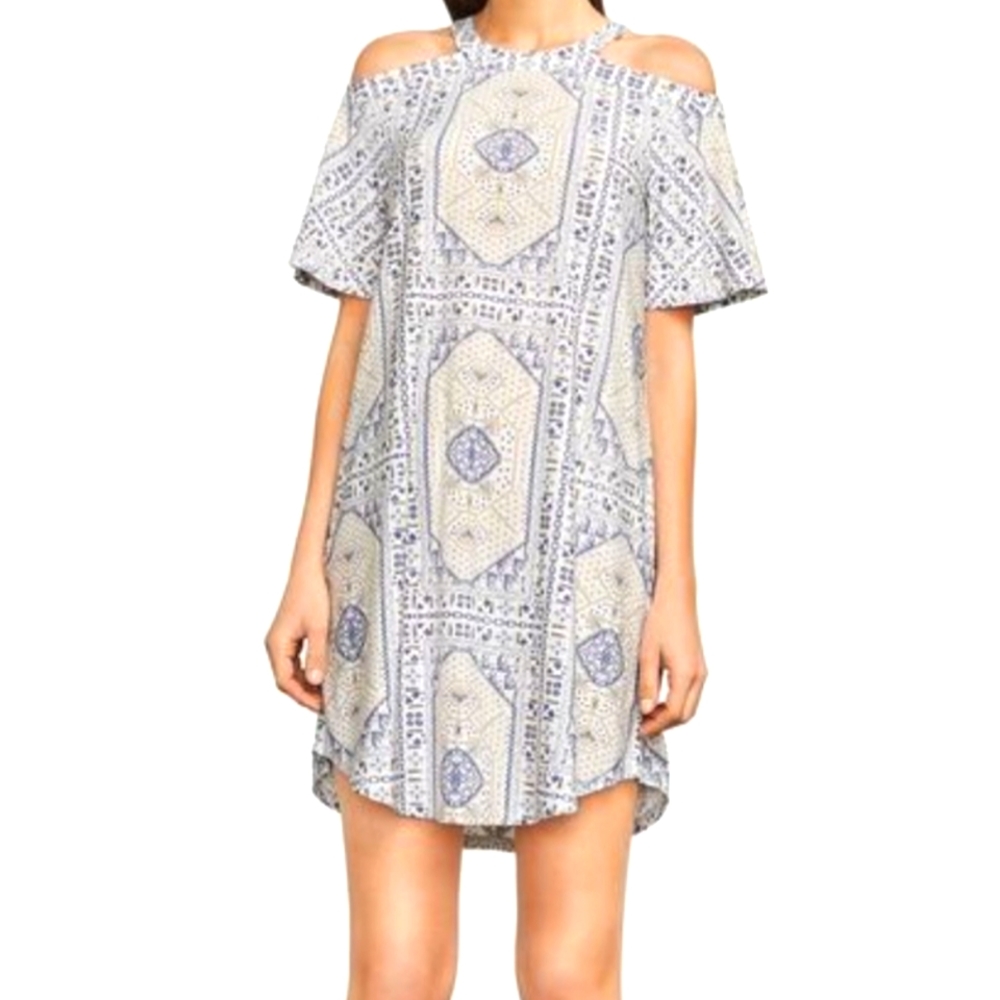 BCBG Juli Cold Shoulder A-line Dress Size M